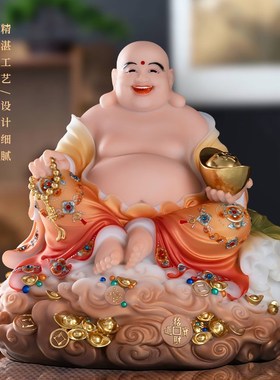 速发汉白玉实心大肚弥勒家像欢喜笑佛摆用客厅公司开业送礼招财佛