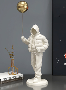 速发创电人物拿气球摆件客厅玄柜意视关摆设简约办公室桌面装饰品