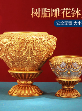 速发树脂释迦牟尼钵神兽花桑格浮雕花钵碗藏式用品摆钵菩萨佛件静