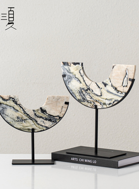 速发新中式大理石半月半玉璧摆艺高档茶楼客店酒厅玄关别墅装饰工