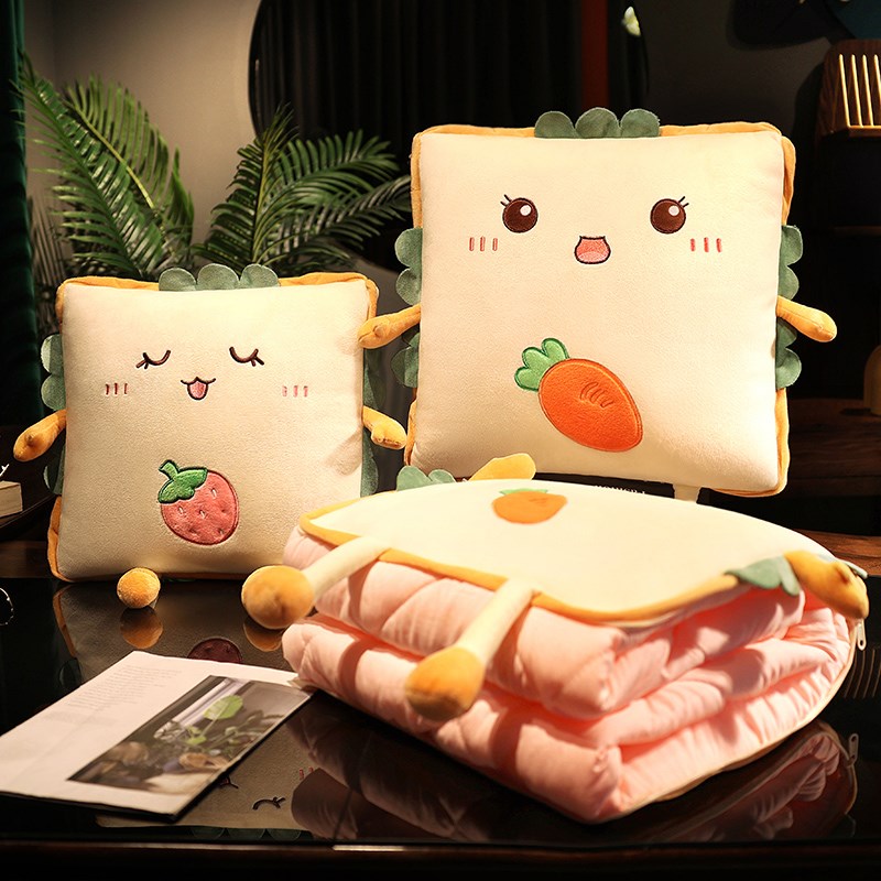 速发抱枕被叠两用加厚办公室靠枕折一午睡枕头毯子二合子车载汽车