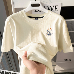 款 速发t男简约百搭纯棉半袖 上衣夏生高级感宽松休闲季