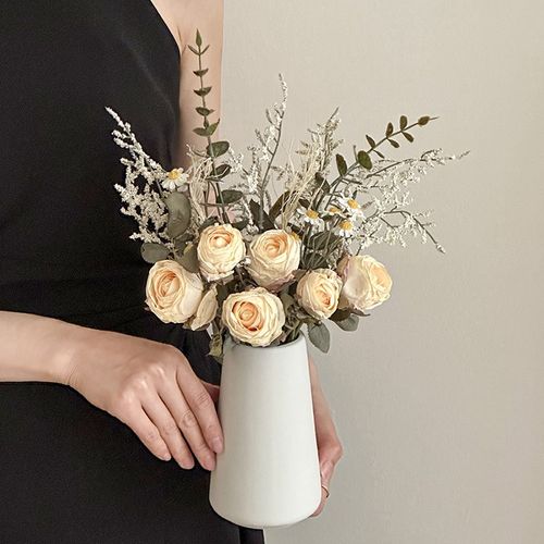 速发玫花花束520情人节花花假花花艺手捧花客厅插瑰干花摆设装饰