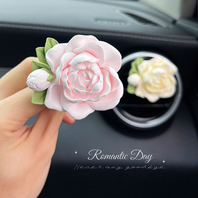 速发茉扩花车载件薰汽车空调出风口装饰莉香石花朵车内摆香神款
