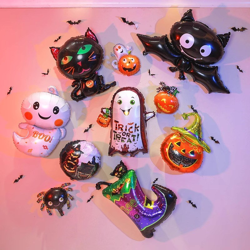 速发店节装饰品铝膜气球背景墙气瓜充南幽灵商场门圣幼儿园场景布