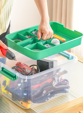 速发家用工具箱透明五金手提螺丝钻工渔具电头配件车料塑载后备收