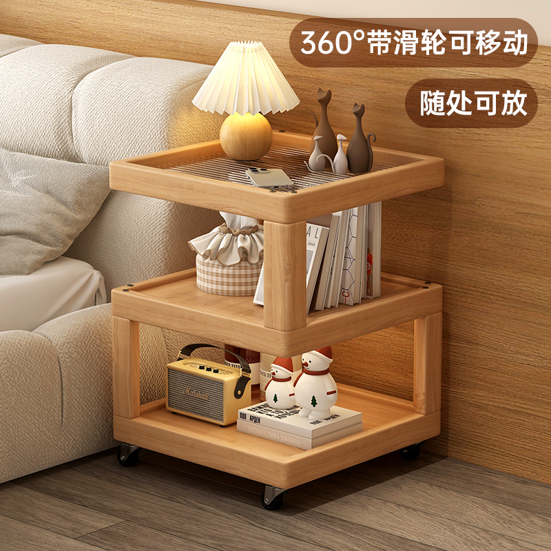 速发边拉茶几创发边几推车桌子可移动床头收纳向轮沙意沙发小侧推