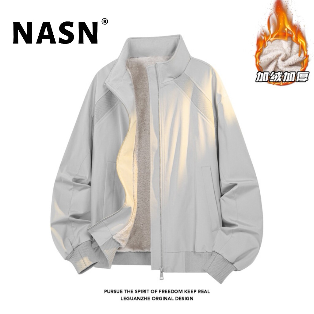 NASN美式潮牌男士北极绒保暖夹克2026冬季新款加厚休闲立领外套
