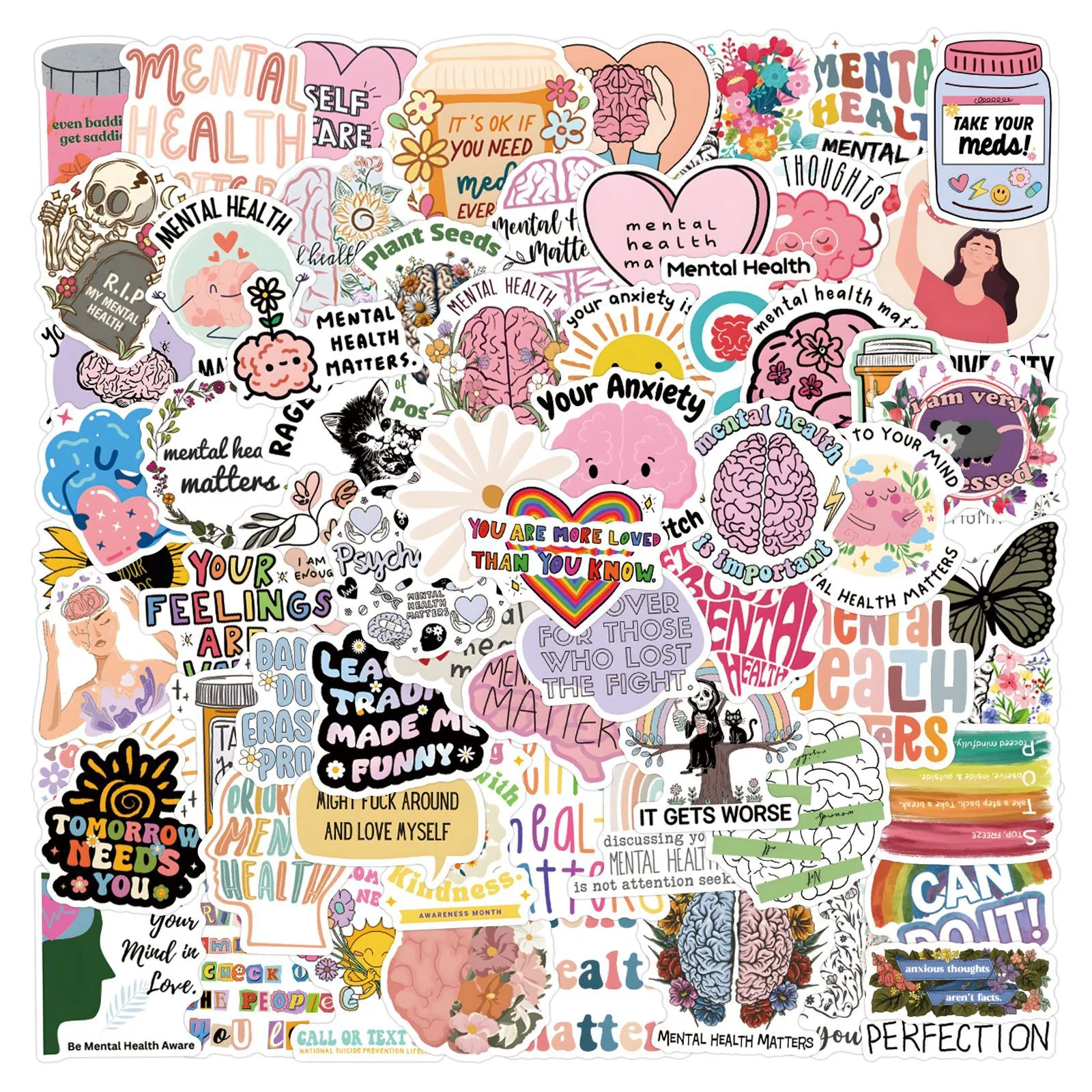 53-106张MentalHealth涂鸦贴纸