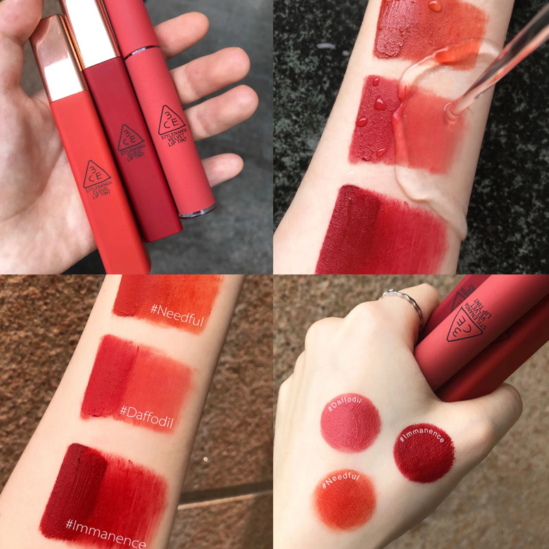 3ce韩国正品哑光丝绒雾面南瓜姨妈血浆色豆沙砖红色水唇釉taupe