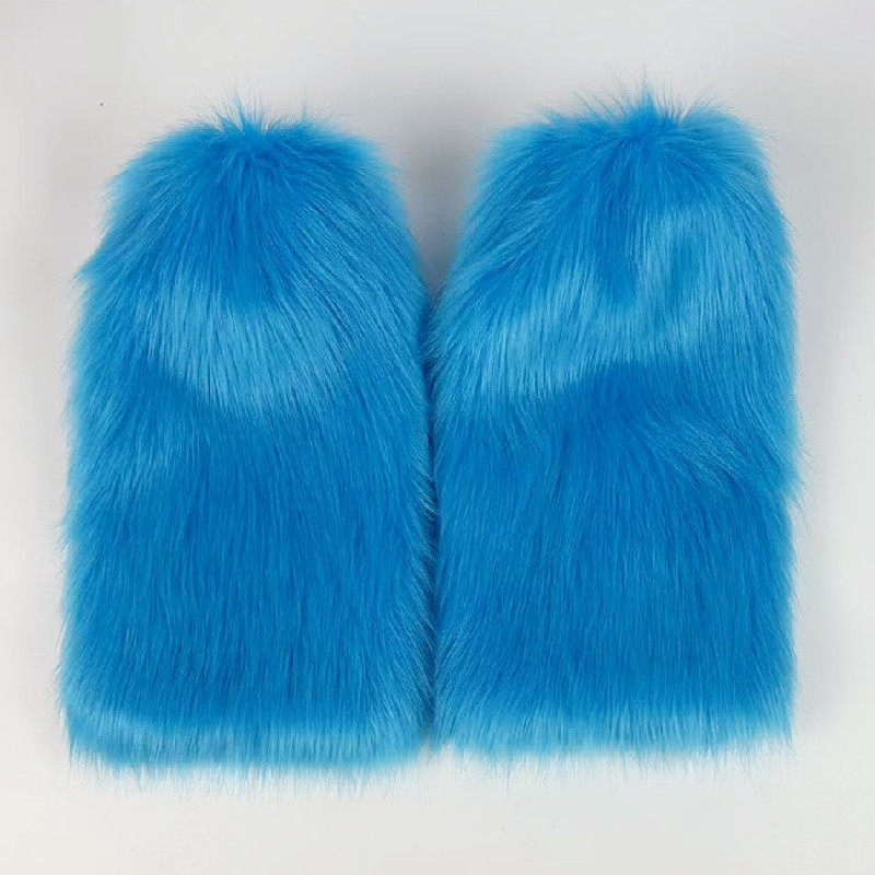 thumbnail for Autumn and winter imitation wool plush sock cover imitation fur boot cover warm fox fur long leg guard cover wool shoe cover