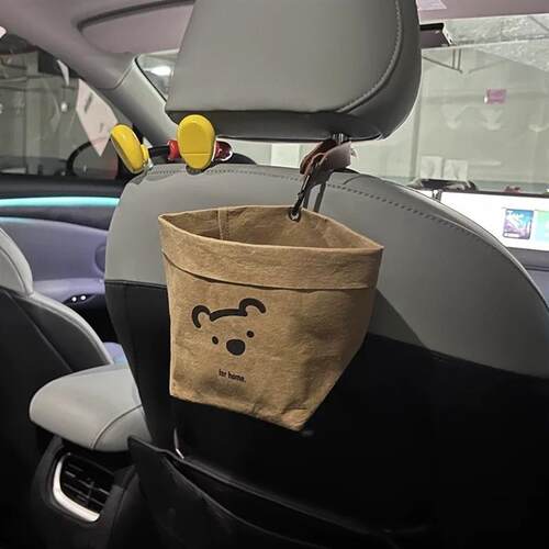 小熊车载置物袋可水洗牛皮纸袋