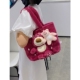 可爱草莓熊包包女2023新款 毛绒绒手提包毛毛包小众少女单肩托特包