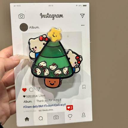 hellokitty圣诞节装饰品挂件旋转圣诞树摇摇乐手机支架送男女朋友