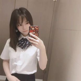 宽松毕业班服衬衣套装 学院风基础少女尖领长短袖 日系jk制服白衬衫