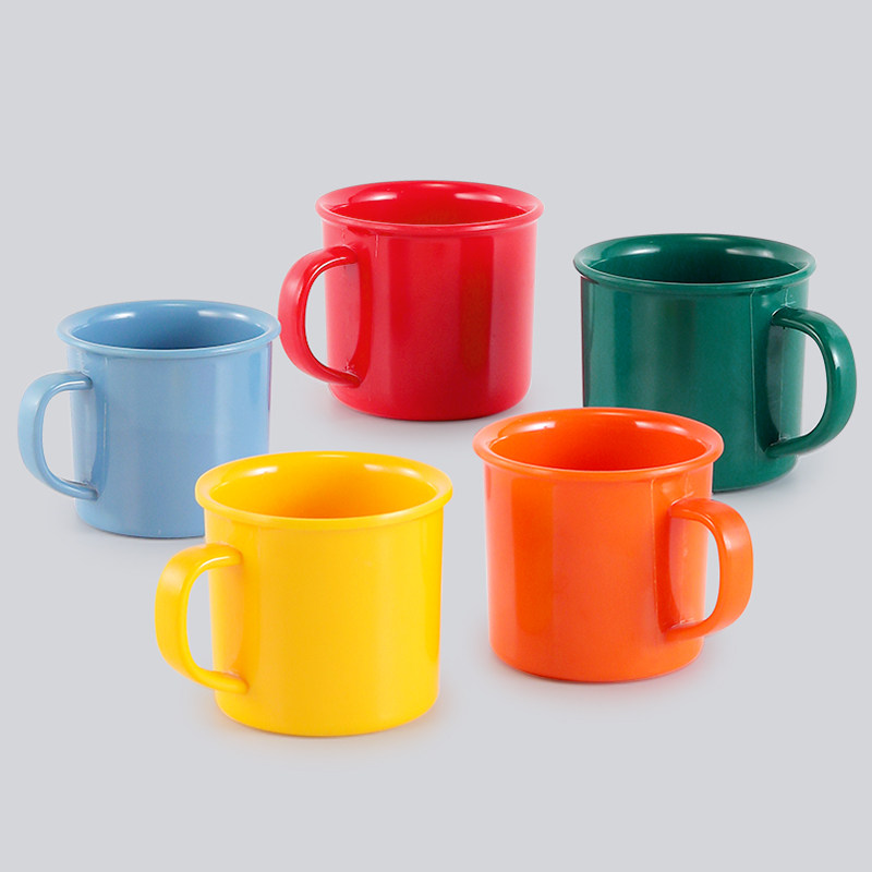 速发密胺杯子彩色塑料儿童喝水杯带杯自助杯商用饮料把茶餐