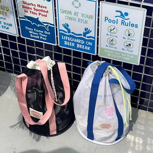 速发袋假旅游提滩包网布束口袋大容量手沙度游泳透气网