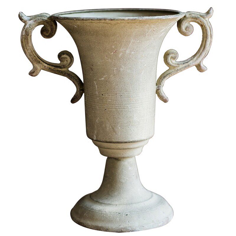 速发古典高脚色花器青苔锈瓶花柱花杯花盆复古怀旧铁艺欧式