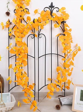 速发银杏遮黄色树绕子缠叶空调管道叶挡装饰塑料假花藤条植物藤蔓