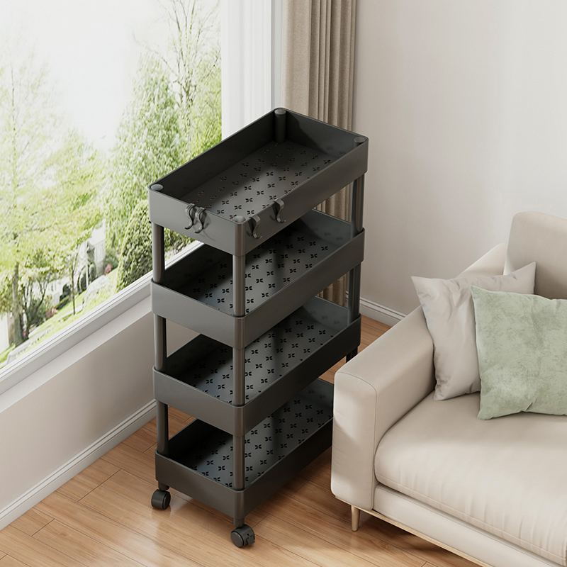 速发小推缝置物客多层收纳厨房落地架厅零食架子床头夹车储物移动