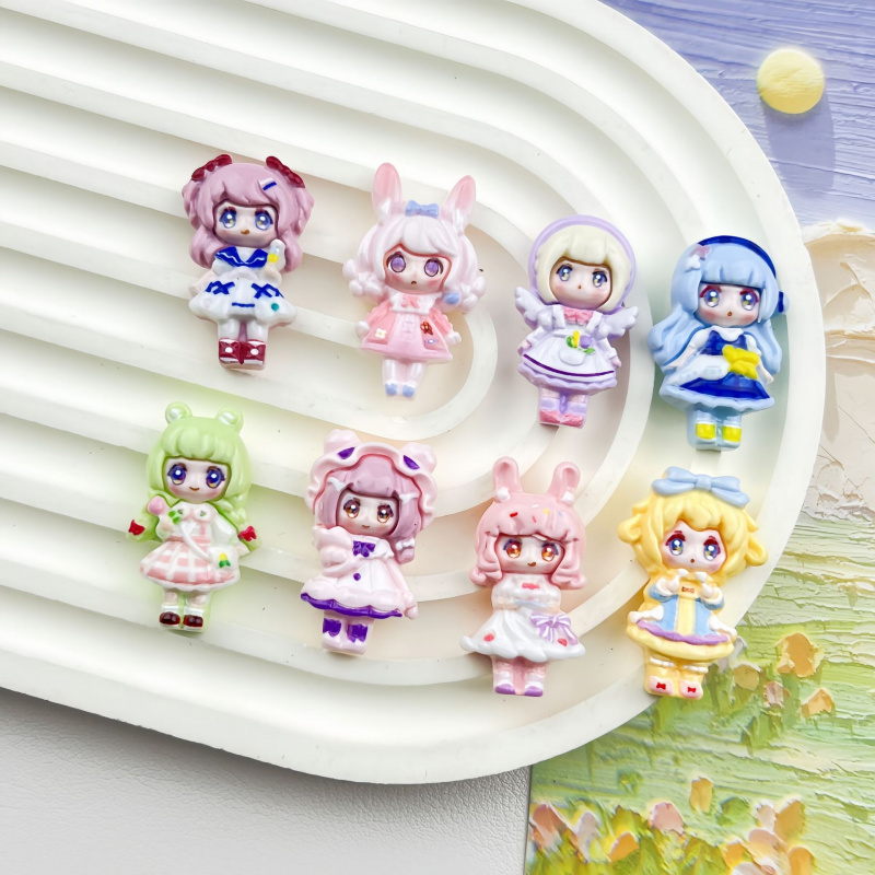 卡通小卡8款可爱女孩树脂配件