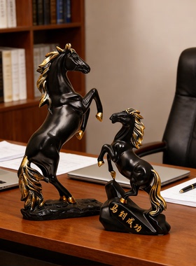 马到成功黑马2026新款老板领导办公室装饰摆件酒柜展示柜招财高档