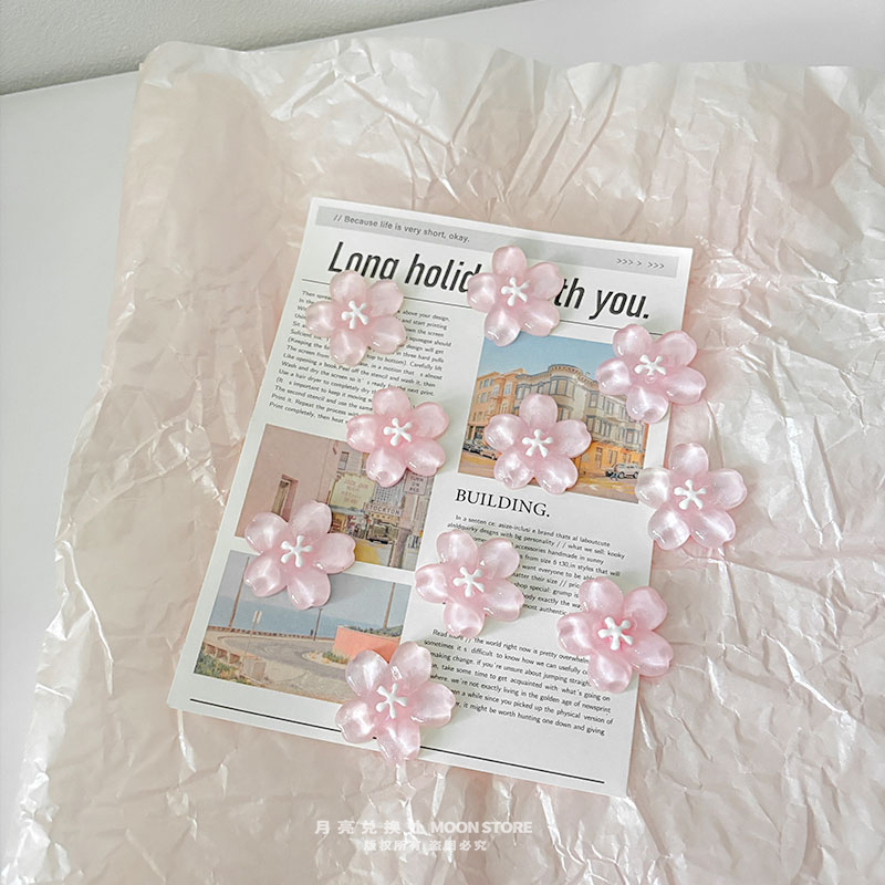 透明冰粉色樱花冰箱贴磁吸装饰