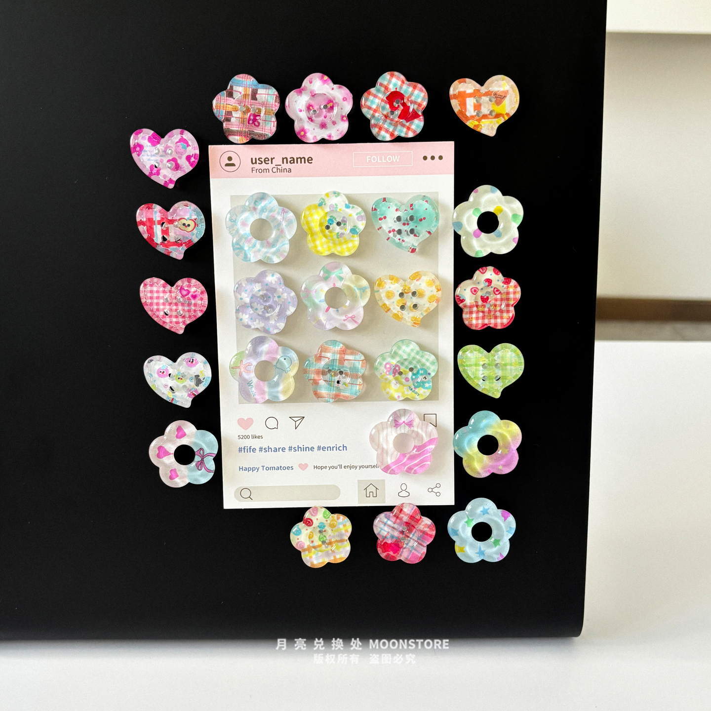 韩国ins清透果冻花花冰箱贴磁吸