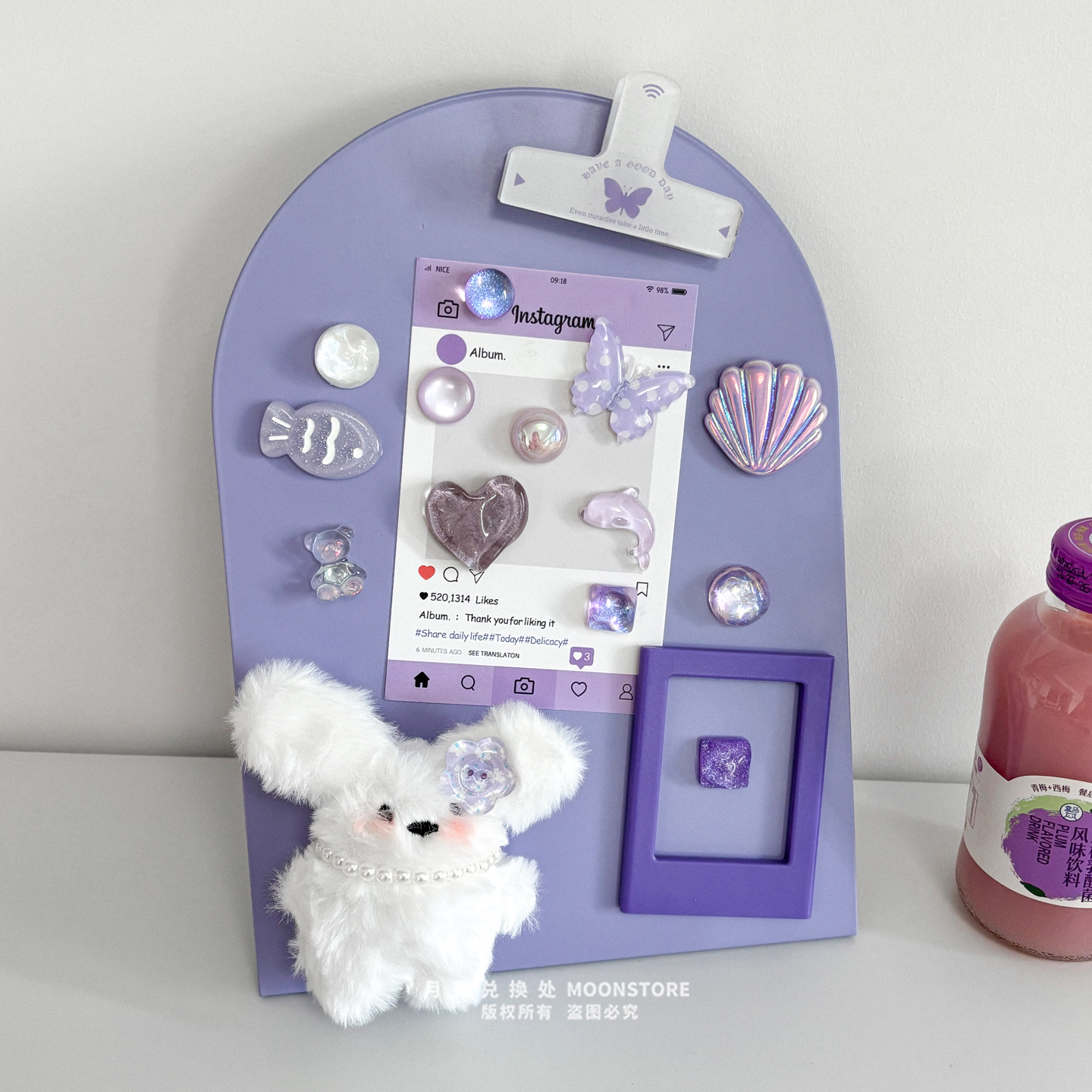 ins紫色梦幻蝴蝶磁吸板冰箱贴