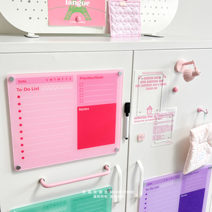 韩国ins亚克力磁吸计划板冰箱贴可擦可写备忘录写字板日历版装饰