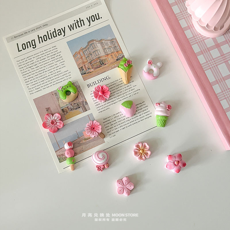 春日ins猫咪樱花冰箱贴迷你磁吸照片装饰铁皮柜洞洞板吸铁石磁贴,家居饰品,冰箱贴,淘宝优惠券,粉丝福利购,淘宝优惠卷