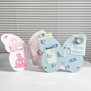 韩国ins粉蓝蝴蝶磁吸留言板桌面装饰冰箱贴谷子收纳首饰挂架展示