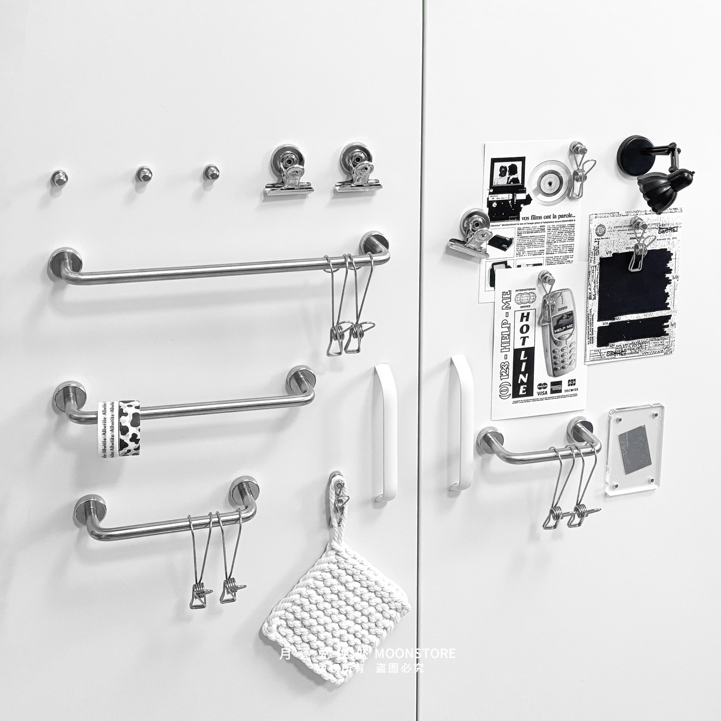 ins中古包豪斯304不锈钢磁吸挂杆