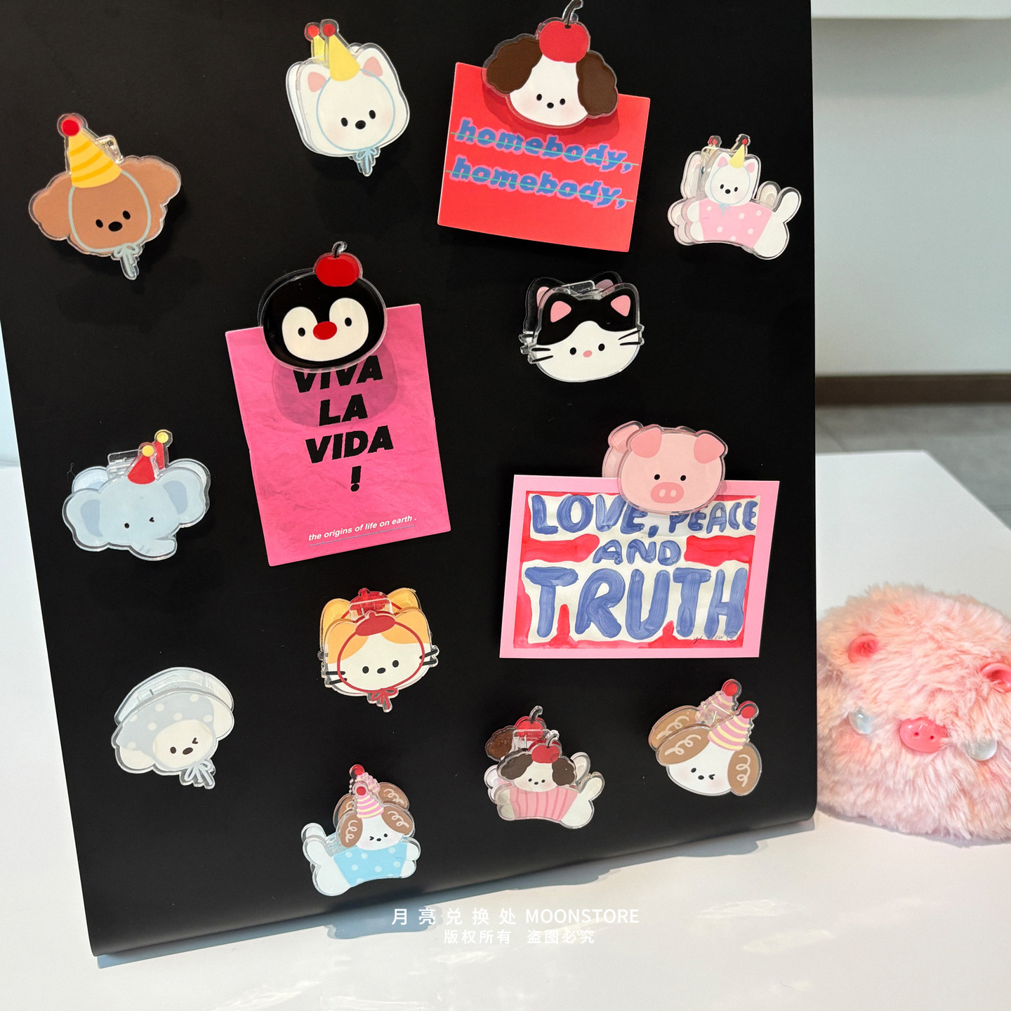 ins帽子小动物磁吸亚克力无痕夹