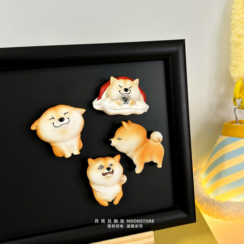 呆萌柴犬冰箱贴小动物装饰磁吸