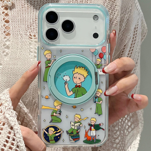 360°旋转磁吸支架适用苹果17promax童趣狐狸蒲公英小王子手机壳iPhone16ProMax外壳15pro可爱14防摔13保护套