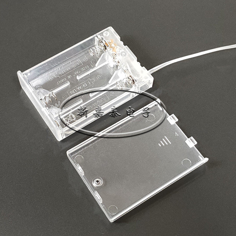 透明电池盒5号3节带开关带盖带线
