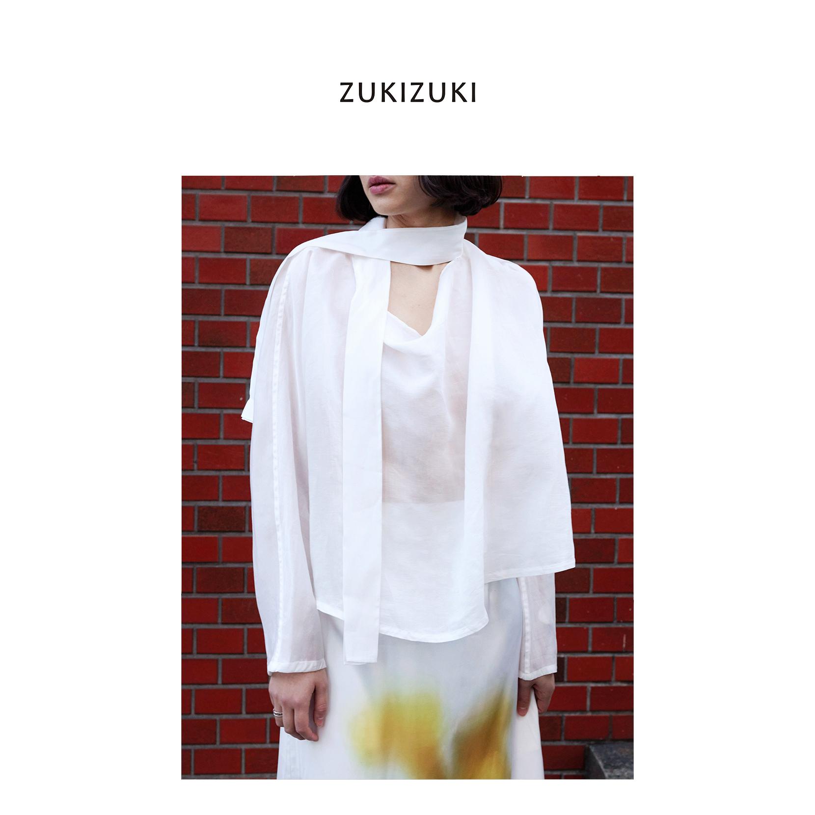 ZUKIZUKI Tyndall天丝飘带荡领长袖透纱上衣 - Long sleeves