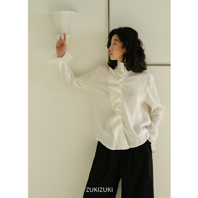 ZUKIZUKI 设计感花边袖波浪衬衫