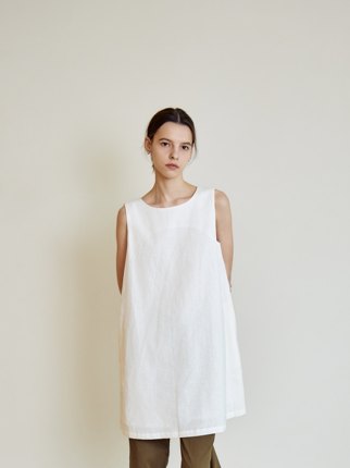 ZUKIZUKI白色亚麻两面穿背心裙-White linen vest skirt