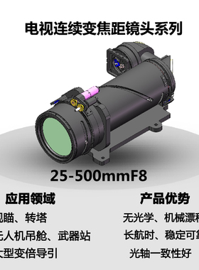 连续变焦距电视镜头25-500mmF8电动可视观瞄海边防监控光