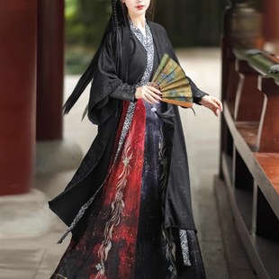 速发汉服褙子水侠风宋制侠客齐情魏晋武墨渐变腰侣款演出服租赁