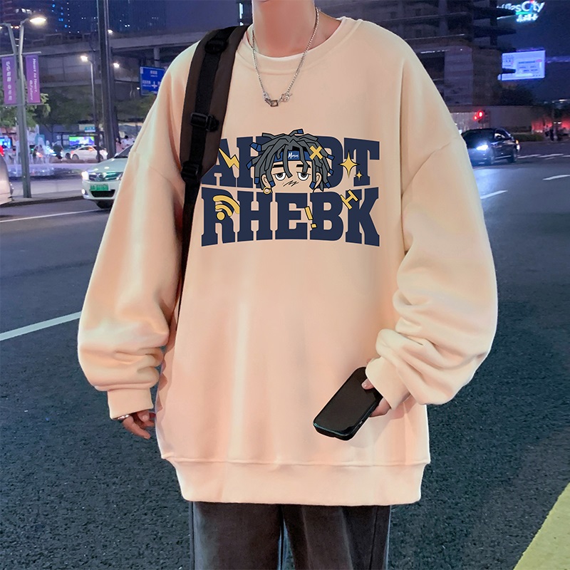 速发宽松港男cho磅卫衣风春嘻哈套头圆领cityb重y打底衣服