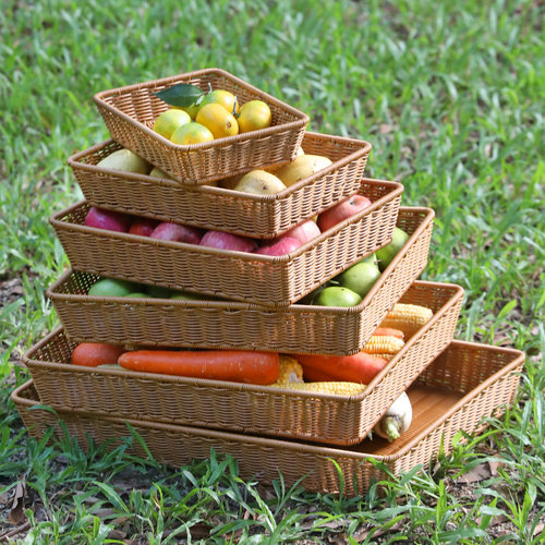 速发水果店货架仿生编堆头篮陈列鲜超市蔬菜藤筐框收纳编织面包储