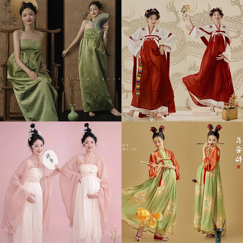 速发影楼孕妇拍照术装复古中国风中式古照汉服套装孕妇汉服艺服风