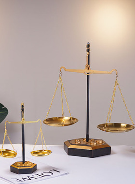 速发中式复古称平摆件天秤老式怀旧风装饰品具件摆设天天软装道物