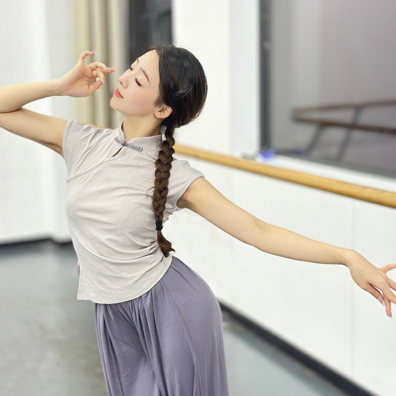速发形风古典舞上衣旗袍领舞蹈服国体训练服装夏天中练舞国功服