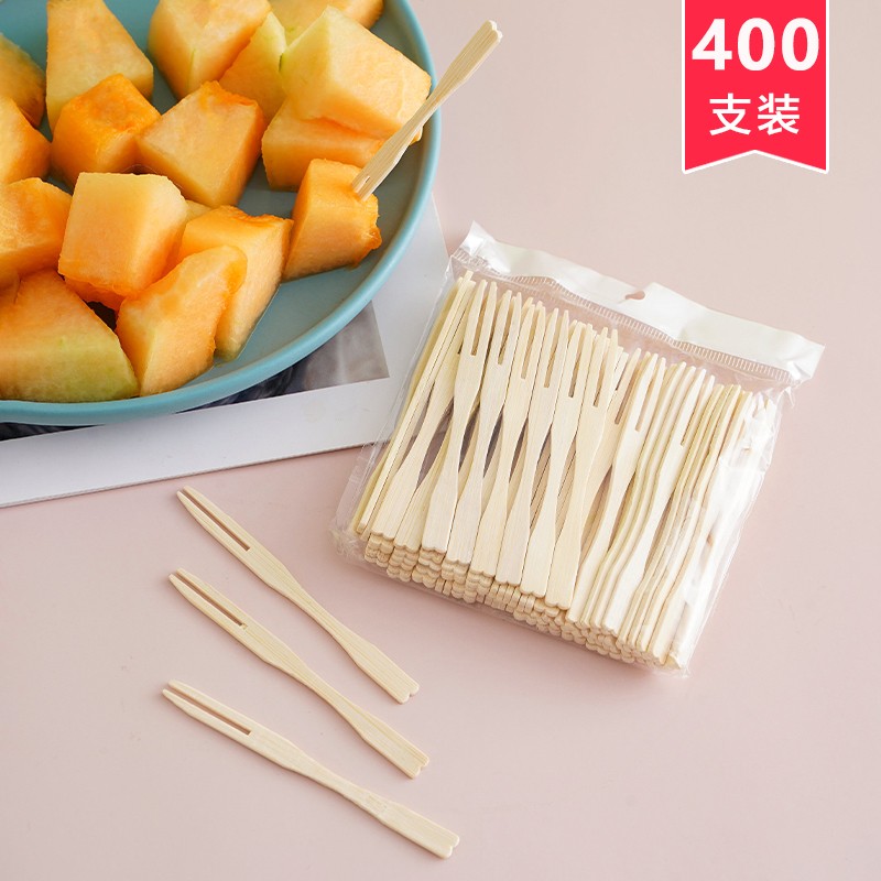 速发一次性水果叉套装家用水明签创意透果竹节叉蛋叉甜品点心两节