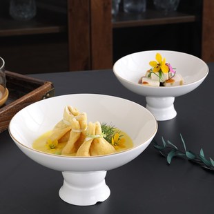 速发金脚高足盘酒店高颜值意境菜创意高边冷具深盘子高级感凉菜餐