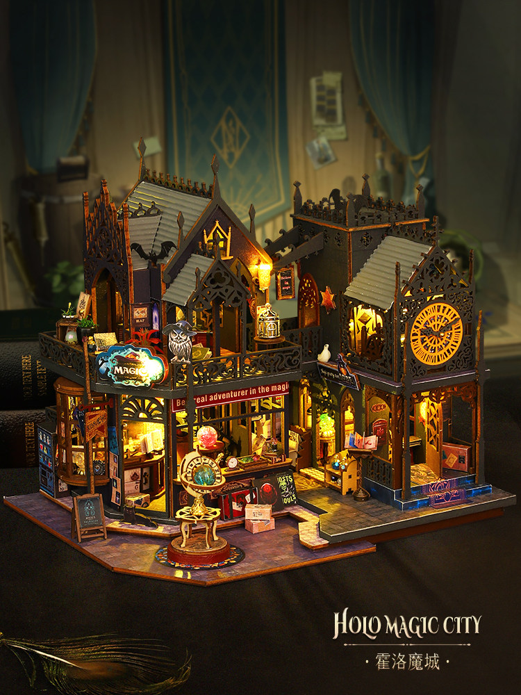 수제 DIY 뮤직 박스 뮤직 박스 나무 캐빈 빌라 모델 해리포터 WIZARDING WORLD 생일 선물